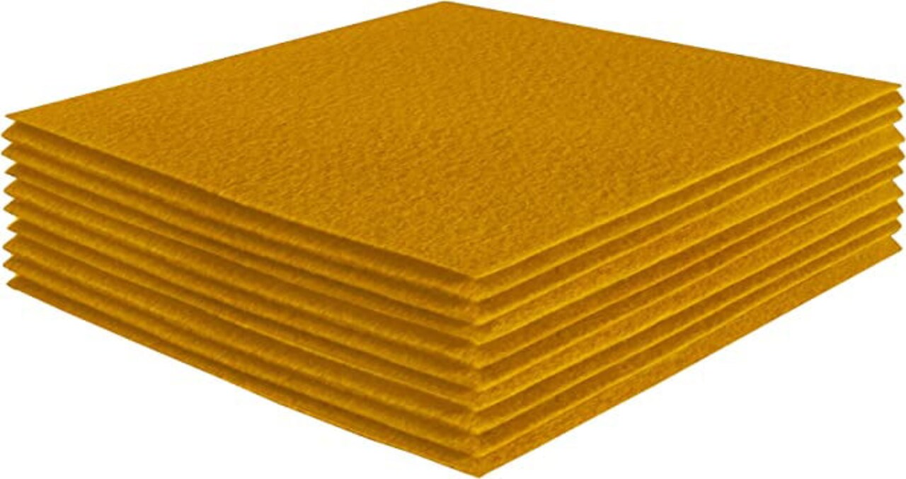 FabricLA Acrylic Felt Sheets For Crafts - Soft Precut 12" X 12" Inches (30.5cm X 30.5cm) Felt Squares - Use Felt Fabric Craft Sheets for DIY, Hobby, Costume, And Decoration - Antique Gold, 14 Pieces